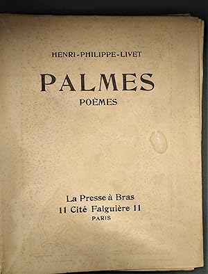 Palmes. Poèmes. Frontispice de Madeleine Lamberet.
