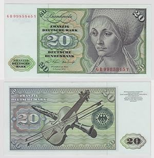 T147895 Banknote 20 DM Deutsche Mark Ro. 271a Schein 2.Jan. 1970 KN GB 99855845 Y