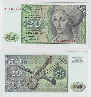 T146867 Banknote 20 DM Deutsche Mark Ro. 276a Schein 1.Juni 1977 KN GG 0575129 U