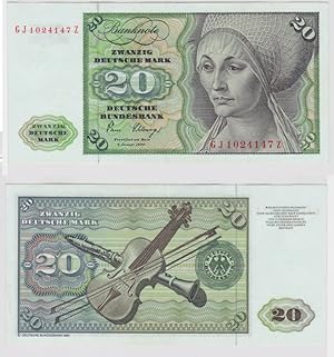 T147180 Banknote 20 DM Deutsche Mark Ro. 287a Schein 2.Jan. 1980 KN GJ 1024147 Z