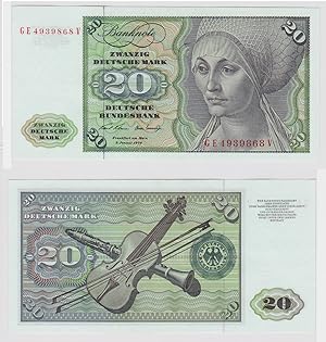 T148313 Banknote 20 DM Deutsche Mark Ro. 271b Schein 2.Jan. 1970 KN GE 4939868 V