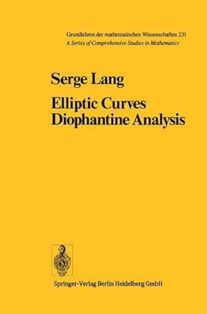 Image du vendeur pour Elliptic Curves : Diophantine Analysis mis en vente par AHA-BUCH GmbH