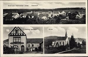 Seller image for Ansichtskarte / Postkarte Heidweiler in der Eifel, Oberdorf, Gasthaus Math. Kraff, Kirche for sale by akpool GmbH