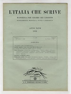 ITALIA (L') che scrive. Anno nono. 1926. N. 1 [- n. 12]. [Annata completa].