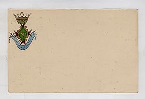 Cartolina postale con stemma coronato dipinto a mano in vividi colori e con particolari in oro, p...