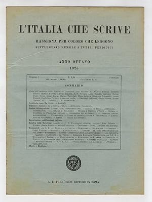 ITALIA (L') che scrive. Anno Ottavo. 1925. Dal n. 1, 2; dal n. 5 al n. 12. [Mancano i nn. 3 e 4].