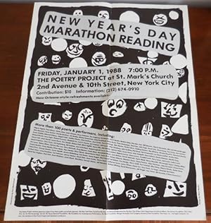 Image du vendeur pour 1988 New Year's Day Marathon Reading Poster / Flyer mis en vente par Derringer Books, Member ABAA