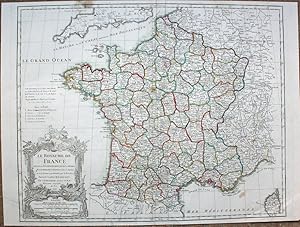 Image du vendeur pour Le Royaume de France." originale grenzkolorierte Kupferstichkarte ca.48x60cm (Darstellung/Image size) auf Bttenpapier/hand made paper (50x67cm) in der Platte betitelt und bezeichnet; Delamarche Paris 1783 mis en vente par Kunsthandel & Antiquariat Magister Ru