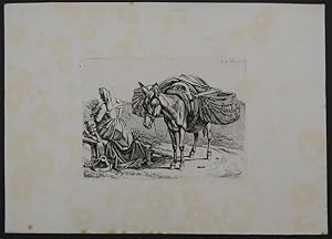 Bild des Verkufers fr Die Italienerin bei dem Esel. zum Verkauf von Antiquariat Rainer Schlicht