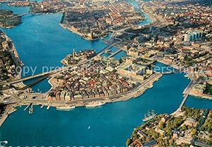 Postkarte Carte Postale 73686481 Stockholm City on the water in the centre the Old Town aerial vi...