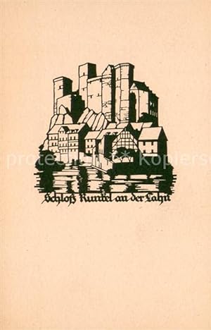 Bild des Verkufers fr Postkarte Carte Postale 73696454 Runkel Lahn Schloss Original Scherenschnitt A. M. Schwindt Kuenstlerkar zum Verkauf von Versandhandel Boeger