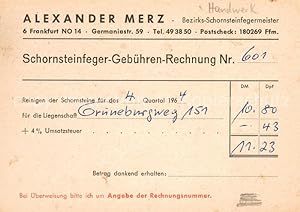 Postkarte Carte Postale 73698450 Frankfurt Main Alexander Merz Schornsteinfeger Rechnung Geschaef...