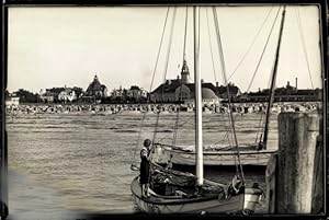 Foto Swinemünde Pommern, Blick zum Strand, Segelboote