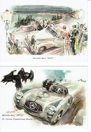 Bild des Verkufers fr [2 Postkarten:] Mercedes-Benz 300 SL, III. Carrera Panamericana Mexico 1952 / Mercedes-Benz 300 S. zum Verkauf von St. Jrgen Antiquariat