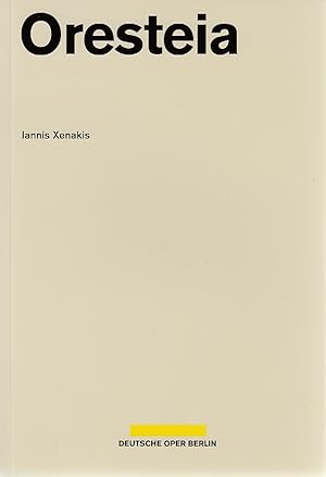 Immagine del venditore per Iannis Xenakis: Oresteia. [Programmheft]. venduto da Fundus-Online GbR Borkert Schwarz Zerfa