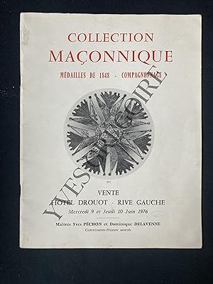 CATALOGUE DE VENTE-COLLECTION MACONNIQUE-MEDAILLES DE 1848-COMPAGNONNAGE-DROUOT-ETUDE PECHON-DELA...