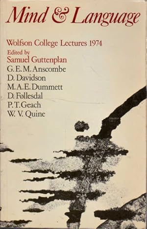 Seller image for Mind and Language: Wolfson College Lectures 1974 for sale by Goulds Book Arcade, Sydney