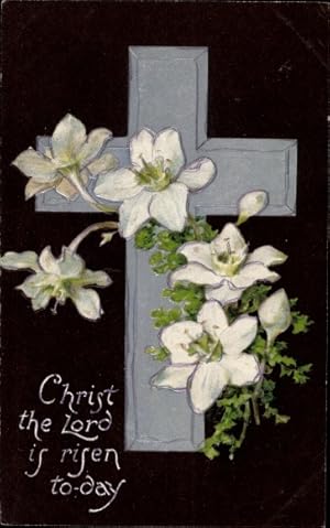 Imagen del vendedor de Prge Ansichtskarte / Postkarte Kreuz und weie Blumen, Christ the lord is risen today a la venta por akpool GmbH