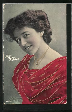 Bild des Verkufers fr Ansichtskarte Schauspielerin Madge Crichton im roten Kleid mit Halskette zum Verkauf von Bartko-Reher