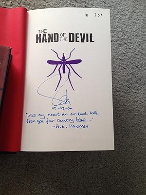 Imagen del vendedor de THE HAND OF THE DEVIL: SIGNED LINED DATED UK LIMITED EDITION HARDCOVER WITH A. E. HAUSMAN QUOTE a la venta por Books for Collectors