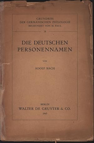 Die deutschen Personennamen. (= Grundriss der germanischen Philologie, Band 18).