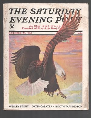 Imagen del vendedor de Saturday Evening Post 10/28/1933-Jack Murray eagle cover-Tarkington-pulp thrills-Agatha Christie-VG a la venta por DTA Collectibles