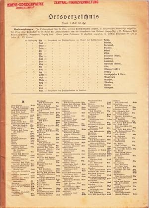 Ortsverzeichnis Postscheckkunden. Ausgabe 1931(?). Ortsverzeichnis mit Orten, in denen Postscheck...