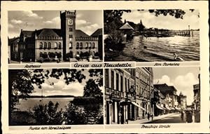 Ansichtskarte / Postkarte Szczecinek Neustettin Pommern, Rathaus, Parksteg, Preußige Straße, Stre...