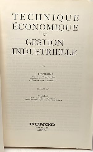 Seller image for Technique conomique et gestion industrielle - Finance et conomie applique N 5 for sale by crealivres