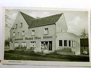 Dortmund - Grevel. Bäckerei und Gaststätte Friedrich Stöve. Alte AK s/w. gel. 1959. Straßenpartie...