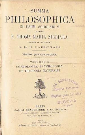 Image du vendeur pour SUMMA PHILOSOPHICA IN USUM SCHOLARUM. Vol. II. Cosmologia, Psychologia et Theologia Naturalis mis en vente par Librera Torren de Rueda