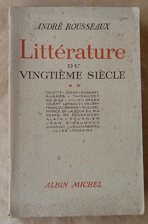 Bild des Verkufers fr Littrature du vingtime sicle. Colette, Carco Alain FournierDuhamel; Suars. zum Verkauf von librairie sciardet