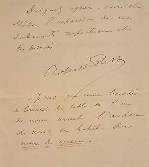 Bild des Verkufers fr Une lettre autographe signe adresse  Jules Claretie. zum Verkauf von Librairie Vignes Online