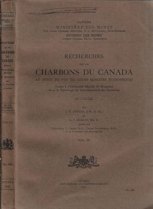 Bild des Verkufers fr Recherches sur les charbons du Canada au point de vue de leurs qualits conomiques Vol. III zum Verkauf von Biblioteca di Babele