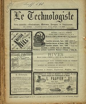 Bild des Verkufers fr Le Technologiste. Revue mensuelle: generateurs, moteurs, pompes et transmissions. 56 anne, III serie, tome XVII, n.309, 311, 312, 313, 314, 315, 316, 317, 318, 319, 320, anno 1894 zum Verkauf von Biblioteca di Babele