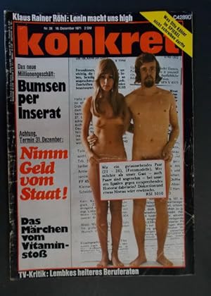 Konkret - Unabhängige Zeitschrift für Kultur und Politik Heft 26, Dezember 1971 - Bumsen per Inse...