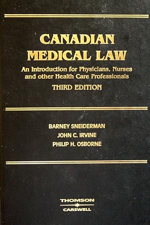 Immagine del venditore per Canadian Medical Law: An Introduction for Physicians, Nurses, and Other Health Care Professionals venduto da Mad Hatter Bookstore
