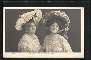 Bild des Verkufers fr Ansichtskarte Schauspielerinnen Marie Studholme und Zena Dare in zeitgenss. Gewndern zum Verkauf von Bartko-Reher