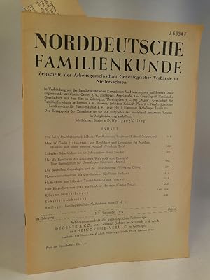 Seller image for Norddeutsche Familienkunde, Heft 3 - Juli/ September 1972 Fachzeitschrift der Arbeitsgemeinschaft Genealogischer Verbände in Niedersachsen for sale by ANTIQUARIAT Franke BRUDDENBOOKS