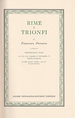 Seller image for Rime e Trionfi for sale by Messinissa libri