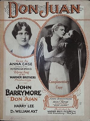 Imagen del vendedor de Don Juan Sheet Music 1926 John Barrymore, Mary Astor a la venta por AcornBooksNH