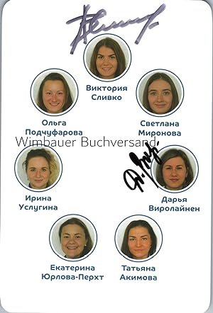 Original Autogramm Wiktorija Alexandrowna Sliwko & Darja Leonidowna Wirolainen Biathlon /// Autog...