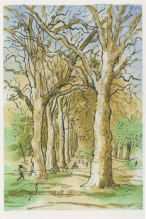 Rotten Row Jogger Autumn Bare Trees London Painting Postcard