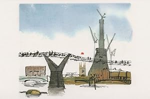 London Millennium Bridge in Construction 2011 Painting Postcard