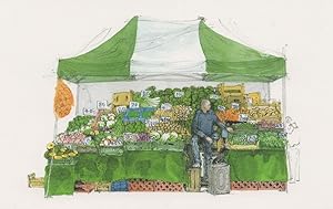 Vegetable Stall Inverness London Street Market Painting Postcard