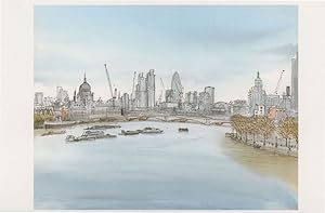 Waterloo Bridge St Pauls River London Painting Postcard