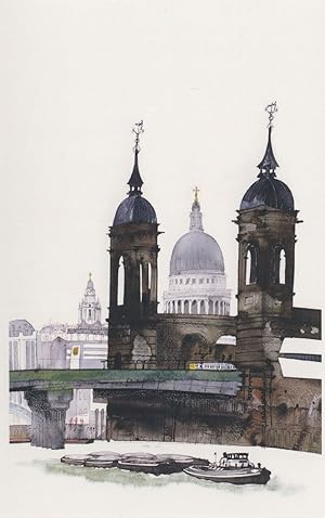 Cannon Street Railway Station in 1970s London Painting Postcard