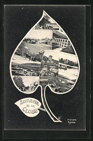 Carte postale Cluse, La Gare, Le Benitier, Route d`Oyannax, Collage avec diversen Ansichtskarten