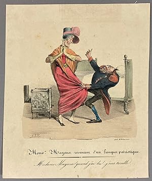 Seller image for Monsr. Mayeux revenam dun banquer patriotique. [19th Century Lithograph after C.J. Travies.] for sale by DuBois Rare Books