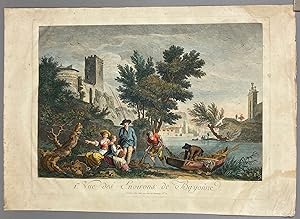 1ere Vue des Environs de Bayonne- 18th century copper engraving after Vernet